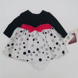 Bonnie Baby Black, White, and Red Holiday Dress (3-6M) - NWT